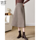 She enjoys woolen skirt female Maillard plaid woolen A-line skirt retro mid-length umbrella skirt T144B6003