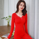 Modal Big Red Autumn Clother y Pantalones de otoño para mujeres 2025 Año del año del año de serpiente del año natal del matrimonio de la novia Conjunto de ropa interior térmica Juego de ropa roja 9905 Big Red M Set [80-130Jin [Jin equivale a 0.5 kg]]