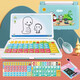 BEICHUZHONG Smart Smart Small Computer Toys Machine Education Machine Boy and Girl Learning Point Reading Machine 3-6 años Niños Yiqizhi Orange [Versión actualizada con mouse] Versión de batería Pinyin/Inglés Número/Color Forma