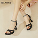 Daphne high heel sandals for women 2025 summer new one-liner straps for outer wear rhinestone temperament fashion shoes for women versatile women shoes black 37