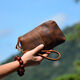 Kadi She Crazy Horse Leather Clutch Men's Cowhide Long Wallet Genuine Leather Simple Hand Grab Bag Large Capacity Hand Carrying Retro Wallet Crazy Horse Leather Elephant Pattern Brown