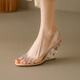 
Asacho transparent crystal heel sandals for women in summer new style fish mouth heel small sequin PVC high heels women transparent rhinestone 38