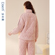 Dalli couple pajamas winter coral velvet three-layer quilted thickened warm flannel sandwich casual home wear set for women T8237113-011-pink women L