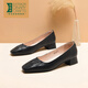 Lu shinan zapatos de trabajo negro para mujeres en primavera y otoño nuevo tacón grueso zapato de piel de oveja cómoda zapatilla de trabajo suave y suave zapatos de tacón de abuela retro tacón medio de 3.3 cm (699) 36