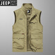 JEEP SPIRIT吉普马甲男春夏新款中年宽松大码户外速干透气多口袋定制钓鱼外套 卡其色 XL