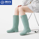 Huili Regenstiefel für Frauen Erwachsene Mode tragen hohe wasserdichte und glätselige Wasserschuhe an regnerischen Tagen weicher Sohle-Kee-resistenter Regenstiefel Mint Green 36