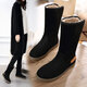 Dadong Secret Word Northeast Snow Boots Women's Winter Plus Fleece Thick Sole Cotton Shoes Warm Outdoor Waterproof Anti-Slip Plus Fleece High Tube Boots Black 39