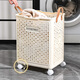 Ou Runzhe Mobile Folding Dirty Clothes Basket Large Bathroom Dirty Clothes Storage Basket Laundry Organizing Storage Basket Large Cream Yellow