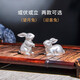 Guiyintang Pure Silver 999 Tea Pet Handmade Boutique Lucky Rabbit Tea Play Handle Pieces Can Raise Creative Ornaments Silverware Tea Set Accessories Moon-Watching Rabbit + Certificate + Gift Box
