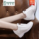 Woodpecker casual spring new simple white women's inner height increasing women's shoes new autumn wedge heel summer leisure travel comfortable white single lining 38