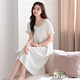 LangSha nightgown for women in summer pure cotton thin short sleeves with chest pads for home clothes for women sweet princess style can be worn outside dress 702 meters white (with chest pads) M[155-160cm/90-110Jin[Jin equals 0.5 kg]]