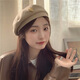 Beret Winter Korean Style Autumn and Winter Woolen Beret Women's Retro Versatile Fashion Love Metal Painter Hat Chestnut Brown M (56-58cm)