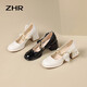 ZHR Mary Jane shoes for women's temperament, shallow mouth thick high heels, elegant square toe women's shoes BL170 beige white 37