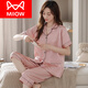 Catman (MiiOW) pajamas for women summer ice-sensing short-sleeved cropped pants thin summer silk cool loose home clothing 983 M [80 100Jin [Jin equals 0.5 kg]]