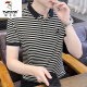 
Woodpecker (TUCANO) ice silk short-sleeved T-shirt men's summer 2025 new striped Polo shirt T-shirt trendy men's casual top Y6626 gray XXL