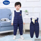 Disney children's down cotton overalls for infants and toddlers, thickened cotton pants for boys and girls, open-fit one-piece plus fleece pants, black 90, suitable for height 80-90, age 1 and a half - 2 years old