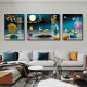 Tongdi Neues chinesisches Wohnzimmer Dekoration Malerei Sofa Hintergrund Wandmale moderne einfache Villa Hall Landschaft Malerei Dreifach hängende Gemälde 1 Familie und alles geht gut 12122 80*60 in der Mitte 40*60 auf beiden Seiten 40*60 schwarzer Rahmen (Kristallporzellanbilder)