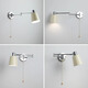 He Jiagong cream style bedroom bedside wall lamp French Bauhaus long pole rocker wall lamp telescopic study reading lamp A style cream lampshade + pull switch style