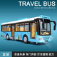 Kawei (KIV) alloy toy bus boy large car children's toy car open door big bus bus model Global bus blue
