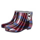 傲列日韩春夏通用成人雨鞋女款短筒雨靴水鞋纽扣低帮水靴胶鞋雨鞋 红纹 38
