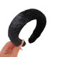 Mr. Ouyang's autumn and winter temperament wide-brimmed plush headband for women 2025 new style high skull headband face wash non-slip hair accessory furry headband - off-white A03-305