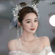Cheng Liu bridal tiara, Korean crystal tassel bow headband, fairy white gauze saint crown wedding dress, wedding hair accessories, saint crown ear clip