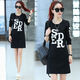 Zhidoudou Plus Velvet 2022 Frühling Neues Frauen-Top Koreaner schlanker runder Hals Langarm T-Shirt mit mittlerer Länge Basishemd für Frauen 6627 Schwarzer Sder Spring und Herbst ohne Samt M 75-100jin [Jin gleich 0,5 kg]