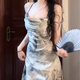 
Miao Yijia suspender dress new Chinese pure sensual women's skirt summer new style slim temperament long skirt beach skirt ink painting suspender dress [Tie-dye gray] L [Suggested 108-120Jin [Jin equals 0.5 kg]]