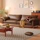 Harmony Dujiang Medium-old style oil wax leather sofa head layer cowhide small yellow cowhide living room small apartment straight high foot 2025 new style thickened oil wax leather three-person seat 2.2m