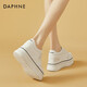 达芙妮（DAPHNE）帆布鞋女休闲饼干鞋黑白格子厚底增高鞋子新款学生百搭春款 1048款米色 38 (240mm) 标准码