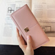 Woodpecker (TUCANO) Women's Hand Wallet Women's Long Simple Mobile Phone Bag Internet Celebrity Fashion Soft Leather Litchi Pattern Large Capacity Wallet Pink