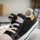 Pull back children's shoes boys' canvas shoes 2024 spring new girls' flat sneakers children's versatile casual sports cloth shoes black black-048431 code