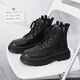 Lekali Martin boots men's boots British fan boots high top leather boots trendy cool autumn and winter new style boots large size work shoes Martin boots men's boots black [42]