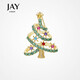Jay New Christmas Tree Brooch Women's Christmas Pin Coat Accessories Gift for Girlfriend Gold