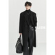 Earl Zoll shoulder pad design long over-knee full wool double-sided wool coat 100% men's autumn and winter commuting jacket P441879 pitch black S (165)