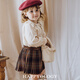 Happyology British children's plaid pleated casual skirt British style girls' skirt pleated skirt pink coffee plaid 98 (98cm)