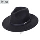 Men Women Fedora Hat Men and Women Autumn and Winter Wet Top Hat Gentleman Jazz Flat-brimmed Felt-brimmed Hat Black Adjustable