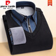 皮尔卡丹（pierre cardin）秋冬新款保暖假两件针织衬衫男长袖加绒加厚套头休闲时尚男款衬衣 6628 XXXXL