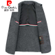 Pierre Cardin double-sided cashmere jacket middle-aged men's casual short lapel woolen coat parka 11207 gray stand-up collar diagonal pockets 175/92A