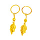 Jianying silk gold branches and jade leaves earrings 9999 sand gold earrings 18k simulated full gold color long retro earrings that do not fade 719#