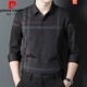 皮尔卡丹（pierre cardin）高端桑蚕.丝长袖衬衫男士春秋款无痕免烫商务休闲透气衬衣男 黑色9921 170