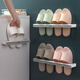 
QUNEST Bathroom Slipper Rack No Punching Bathroom Wall-mounted Storage Shelf Toilet Wall-mounted Rack Bathroom Storage Shelf Black [Long Style - Total Length 695mm]
