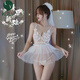 Lover's Fun Wedding Set Bridal Headwear Forest Versatile Simple Super Fairy Flower Headband White Suit Veil + Skirt + Underpants