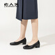 老人头（LAORENTOU）女鞋粗跟鞋素面通勤鞋浅口圆头套脚单鞋妈妈鞋 LB13553 黑 36