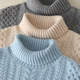 To the riceless [100% wool] Three-strand thickened children's pure wool sweater for boys turtleneck pullover sweater for girls knitted velvet sweater for grey 160CM