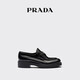 PRADA/Prada star style women's Chocolate glossy leather thick-soled loafers black (size is too large, it is recommended to order half a size smaller) 37.5
