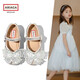 Ariaca Ariasu 2025 new rhinestone children's shoes summer bow soft sole Children's Day girls' princess shoes silver 29 inner length 18.3/suitable for foot length 17.5