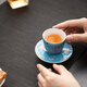 SUSHI CERAMICS enamel palace-style ceramics personal tea cup saucer gift box souvenir (blue) J1059