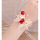 ZBJP bridal wrist garland jewelry hand-woven flowers butterfly sisters bridesmaids hand flowers wedding accessories SH006H red