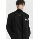 Earl Zoll shoulder pad design long over-knee full wool double-sided wool coat 100% men's autumn and winter commuting jacket P441879 pitch black S (165)